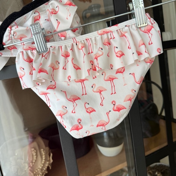 Janie & Jack toddler bikini set Recycled Flamingo Ruffle 2-Piece Swimsuit print - Picture 3 of 9